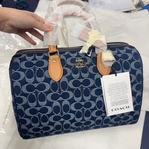 Coach Rowan Satchel Bag In Signature Denim Canvas NWT CY699